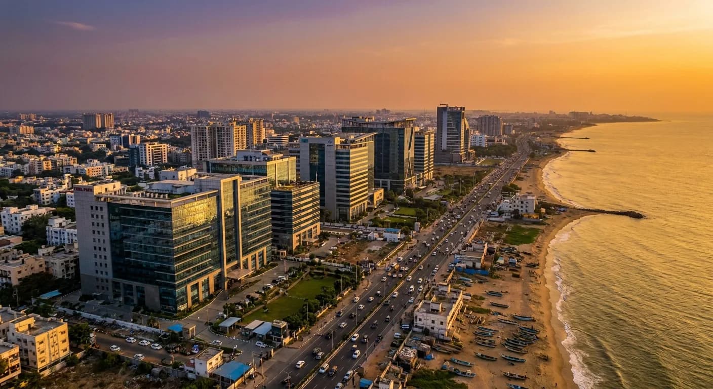 Chennai city skyline representing Achyutam Corporate AV distribution
