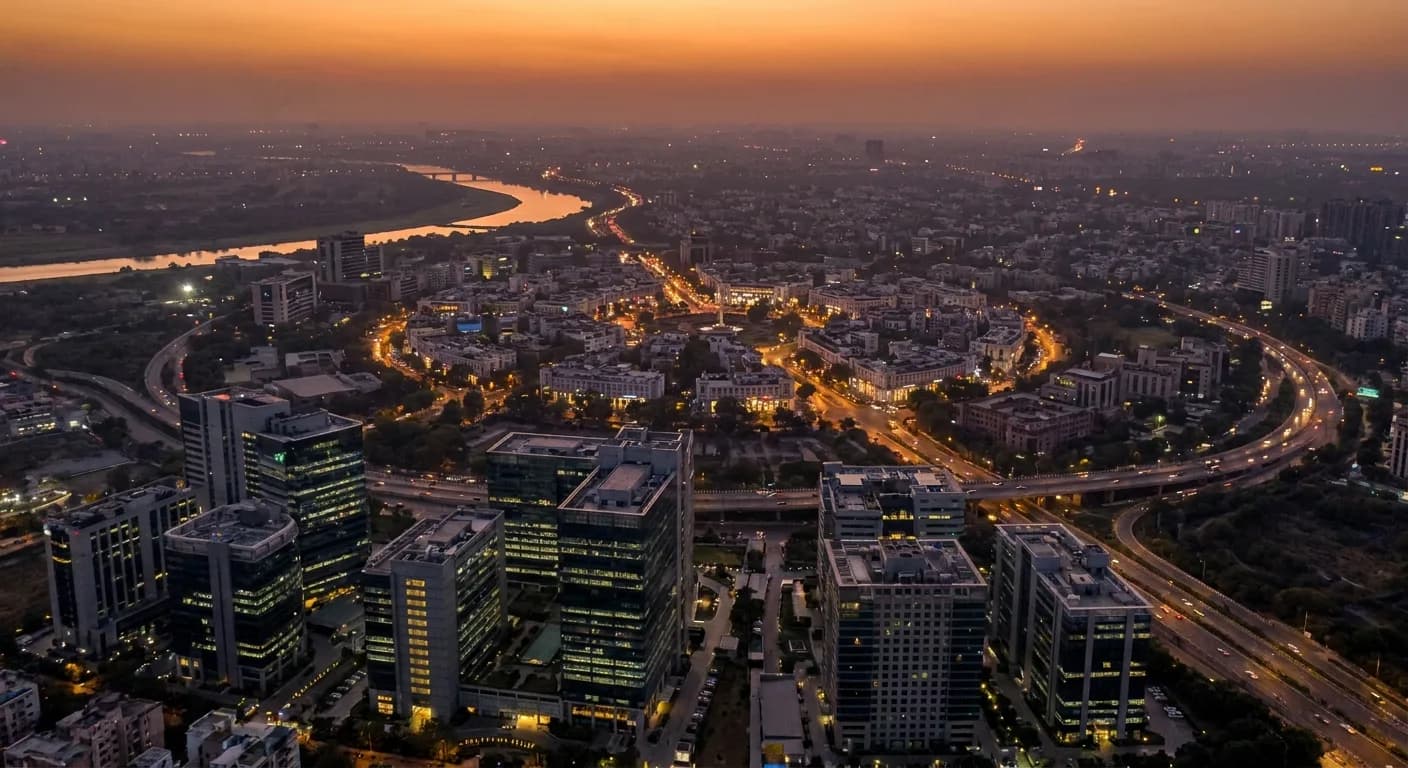 Delhi-NCR city skyline representing Achyutam Corporate AV distribution