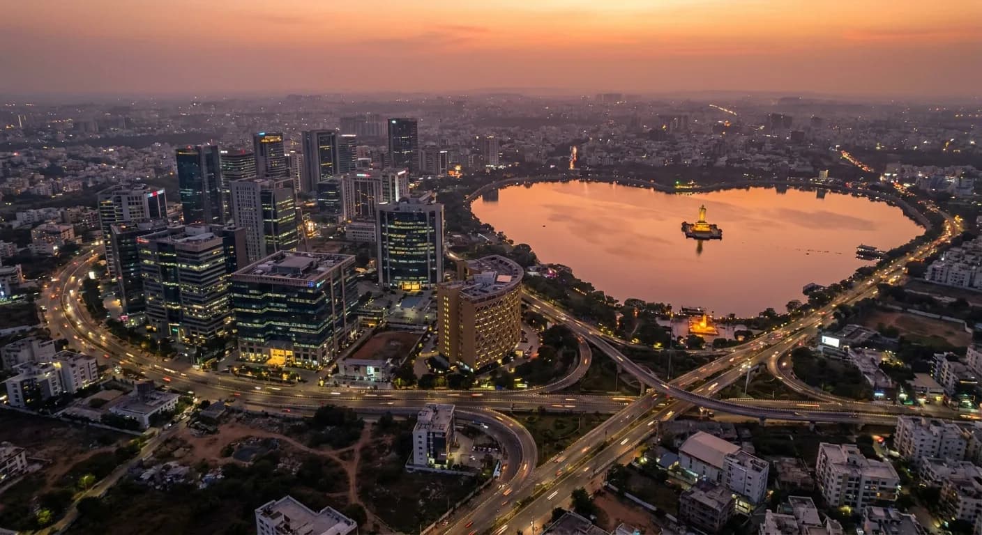 Hyderabad city skyline representing Achyutam Corporate AV distribution